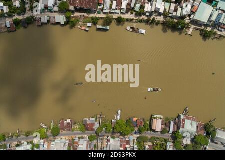 Can Tho viertgrößte Stadt in Vietnam, größte Stadt im Mekong-Flussdelta in Asien Luftdrohne Foto Ansicht Stockfoto