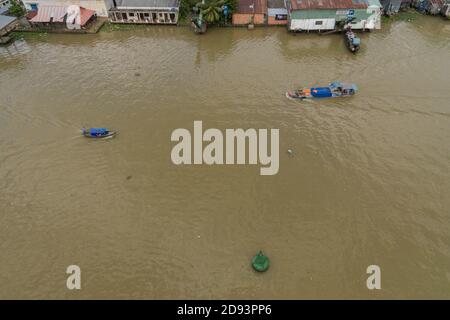 Can Tho viertgrößte Stadt in Vietnam, größte Stadt im Mekong-Flussdelta in Asien Luftdrohne Foto Ansicht Stockfoto