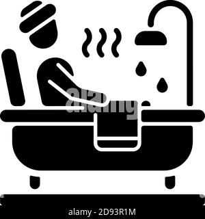 Schwarzes Glyphsymbol im Wannen-Whirlpool Stock Vektor