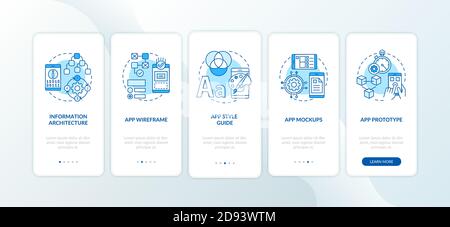 UI- und UX-Designschritte Onboarding der mobilen App-Seite Bildschirm Mit Konzepten Stock Vektor