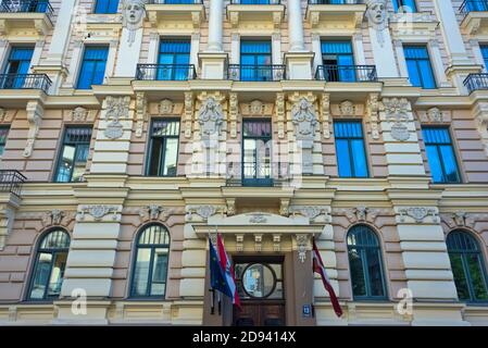 Jugendstilgebäude in der Altstadt, Riga, Lettland Stockfoto
