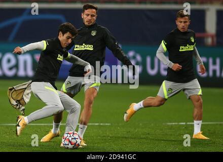 Moskau, Russland. November 2020. Atletico de Madrid Trainingseinheit in Moskau vor dem Champions League Fußballspiel Lokomotive gegen Atletico de Madrid. 02. November 2020. Manu POOL/Atletico de Madrid/Cordon Press for Editorial Use Only Credit: CORDON PRESS/Alamy Live News Stockfoto