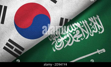 Südkorea und Saudi-Arabien zwei Flaggen Stockfoto