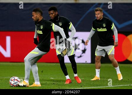 Moskau, Russland. November 2020. Atletico de Madrid Trainingseinheit in Moskau vor dem Champions League Fußballspiel Lokomotive gegen Atletico de Madrid. 02. November 2020. Lodi POOL/Atletico de Madrid/Cordon Press for Editorial Use Only Credit: CORDON PRESS/Alamy Live News Stockfoto