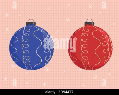 Set von Vintage weihnachtskugeln. Bunte, isolierte Symbole. Stock Vektor