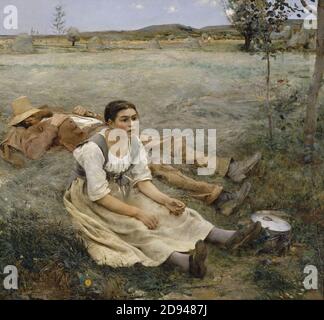 Jules Bastien-Lepage - Hay Making Stockfoto