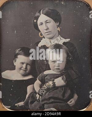 Julia Dent Stipendium mit Frederic & Ulysses Jr, 1854. Stockfoto