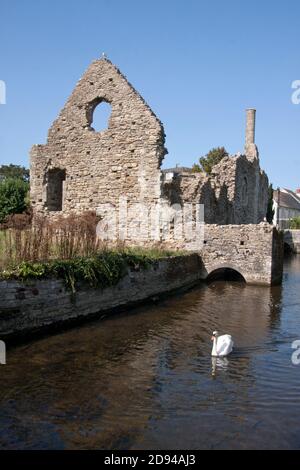 Das Norman Constable House Teil des ruinösen Schlosses Keep & motte, Christchurch, Dorset, England Stockfoto