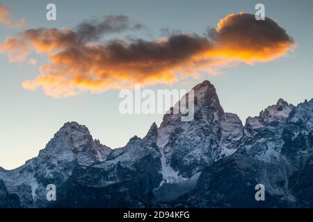 Sonnenuntergang, Grand Teton National Park, Herbst, WY, USA, von Dominique Braud/Dembinsky Photo Assoc Stockfoto