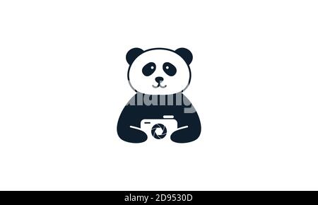 Tier Säugetiere Panda niedlich modern mit Kamera Fotografie Logo Vektor Icon-Design Stock Vektor