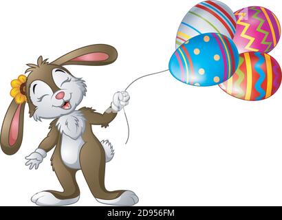 Vektor-Illustration von Osterhase hält ostereier Ballons Stock Vektor