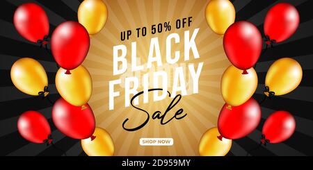 Black Friday Sale Vektor Hintergrund-Design. Black friday Verkauf Hintergrund Vektor mit Ballons und Konfetti Dekoration. Black Friday Sale Banner, poste Stock Vektor