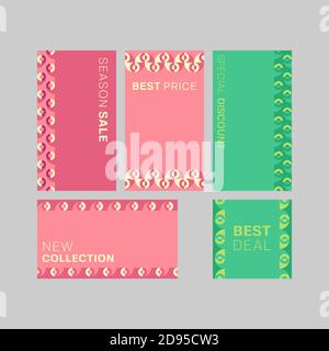 Moderne dekorative Vektorrahmen. Editierbare Design-Vorlagen für Web, Social Media, Promo, Anzeigen, Banner etc. Fivo sans Stock Vektor