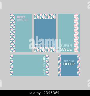 Moderne dekorative Vektorrahmen. Editierbare Design-Vorlagen für Web, Social Media, Promo, Anzeigen, Banner etc. Fivo sans Stock Vektor