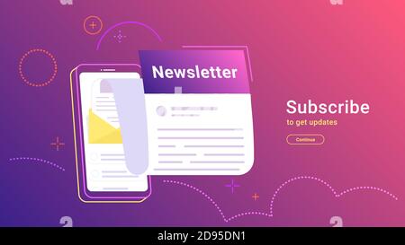 Newsletter Anmeldung online in der mobilen App Stock Vektor