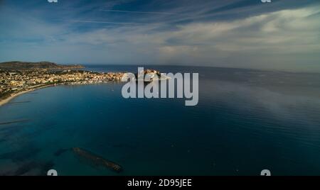 Luftaufnahme von Calvi, Korsika, Frankreich Stockfoto