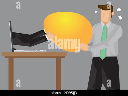 Hände von Laptop-Computer wegnehmen goldene Ei von Business-Profi. Creative Cartoon Vektor Illustration auf Metapher für den Verlust golden oppor Stock Vektor