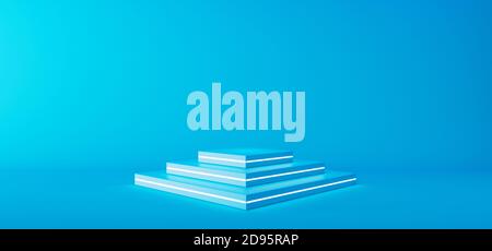 Abstrakte Geometrie Form blaue Farbe Podium auf blauem Hintergrund für Produkt. 3d-Rendering 3d-Illustration Stockfoto