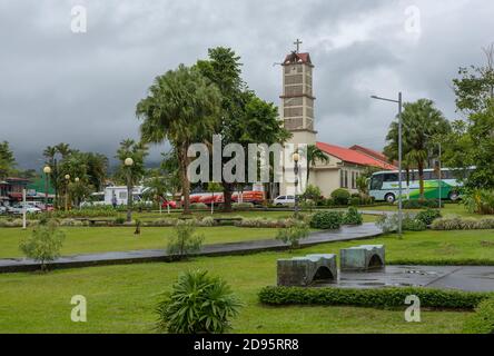 Die katholische Kirche von San Juan Bosco in La Fortuna, Costa Rica Stockfoto