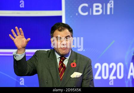 BI-Präsident Lord Karan Bilimoria während der CBI-Jahreskonferenz im ITN-Hauptquartier im Zentrum von London. Stockfoto