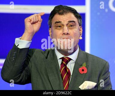 CBI-Präsident Lord Karan Bilimoria spricht während der CBI-Jahreskonferenz im ITN-Hauptquartier im Zentrum von London. Stockfoto