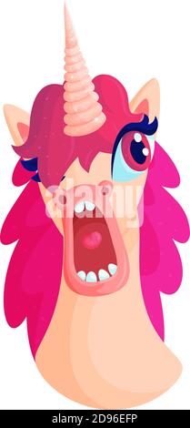 Niedlich schockiert Einhorn mit offenem Mund Illustration Stock Vektor