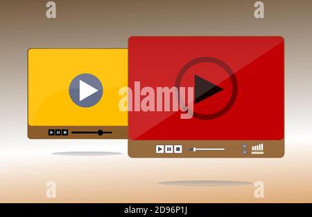 Moderne Multimedia-Player Social Media Vorlage. Media Player-Vorlage. Video-Player-Schnittstelle. Media Player-Modell Stockfoto