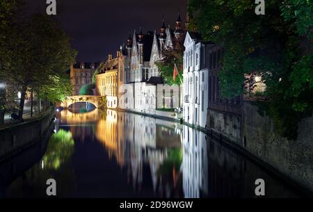 Brügge bei Nacht im wunderschönen Belgien Stockfoto