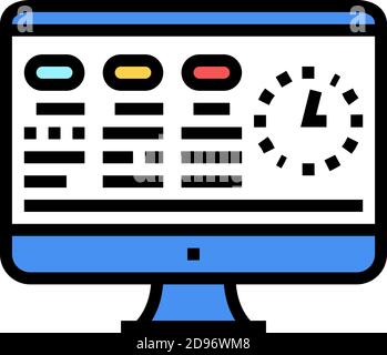 Aufgaben auf dem Computerbildschirm Farbe Symbol Vektor Illustration Stock Vektor