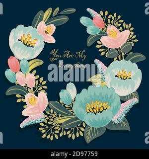 Vektor-Illustration eines floralen Rahmens im Frühjahr. Design für Hochzeit, Jubiläum, Geburtstag und Party-Einladung Stock Vektor