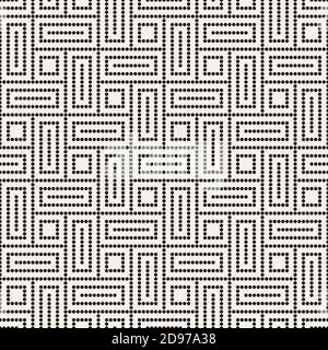 Vektor-nahtloses Muster. Gepunktete geometrische Hintergrundfarbe. Dekoratives abstraktes Design mit kleinen Kreisen und Linien. Stock Vektor