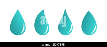 Set von blauen Wassertropfen Formen. Vektorgrafik. Stock Vektor
