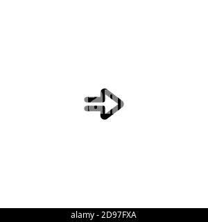 Schwarzer Pfeil nach rechts. Linie einfaches Symbol isoliert auf weiß. Symbol „Weiter“, „Eingabe“, „Anmelden“. Nächstes Zeichen. Pfeil nach Osten. Stock Vektor