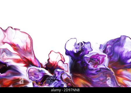 Bunte flüssige Kunst abstrakten Hintergrund mit isolierten Rand. Florales Design Stockfoto