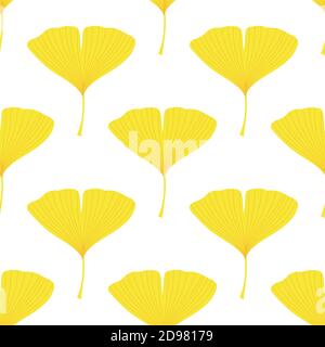 Ginkgo biloba gelbe Blätter Herbst nahtloses Muster. Vektorgrafik. Stock Vektor