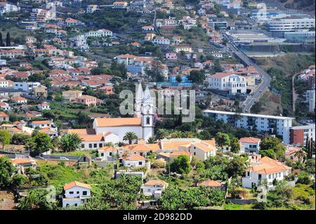 Bergblick, von der Seilbahn Funchal, Madeira. Stockfoto