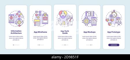 UI- und UX-Designschritte Onboarding der mobilen App-Seite Bildschirm Mit Konzepten Stock Vektor