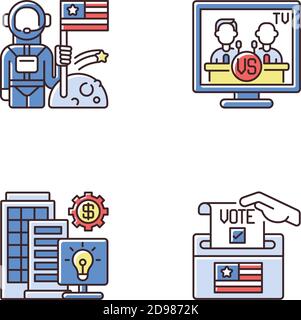 US-RGB-Farbsymbole eingestellt Stock Vektor