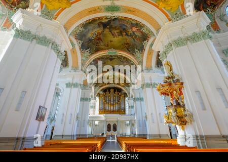 Im Inneren der Kathedrale von St.Gallen (ehemalige Benediktinerkloster St. Gallen) UNESCO Weltkulturerbe, Schweiz. Stockfoto