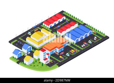 Lagerhaus Einrichtungen - moderne Vektor bunte isometrische Illustration Stock Vektor