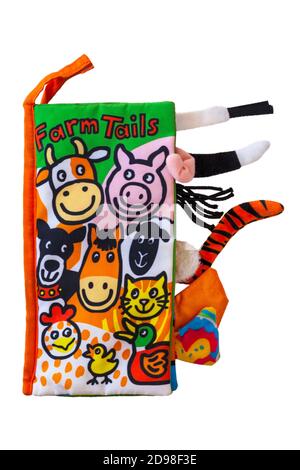 Junge Kind's Farm Tails Stoff Buch isoliert auf weißem Hintergrund Stockfoto
