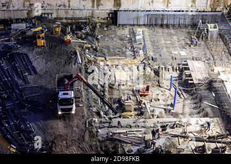 Wien, Wien: Baustellengrube, Projekt 'Danube Flats', 22. Donaustadt, Wien, Österreich Stockfoto