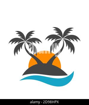 Palmen Silhouette auf der Insel. Vector Illustration Stock Vektor