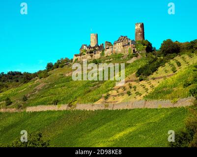 Blick auf die Burg Thurant Burg, in der Nähe von Alken, Mosel, Kreis Mayen-Koblenz, Rheinland-Pfalz, Deutschland, Europa Stockfoto