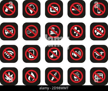 Farbe Der Symbole Für Kein Zeichen Oder Verbotene Zeichen Auf Schwarzer Ebene Design Set Groß Stock Vektor
