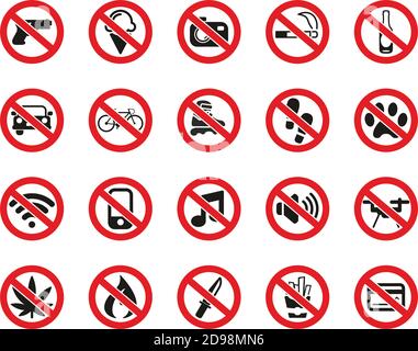 Kein Zeichen Oder Verbotene Zeichen Symbole Farbsatz Groß Stock Vektor