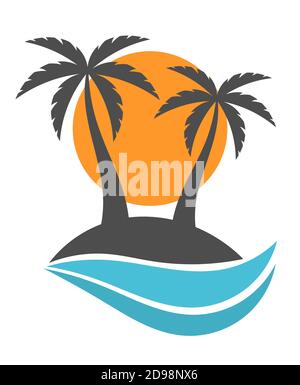 Palmen Silhouette auf der Insel. Vector Illustration Stock Vektor