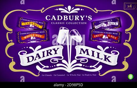 Cadbury Dairy Milk Classic Retro Kollektion Stockfoto