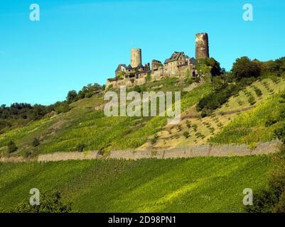 Blick auf die Burg Thurant Burg, in der Nähe von Alken, Mosel, Kreis Mayen-Koblenz, Rheinland-Pfalz, Deutschland, Europa Stockfoto