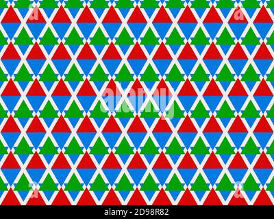 Abstrakter weihnachtlicher Hintergrund mit rot-blauer und grüner Raute Stockfoto